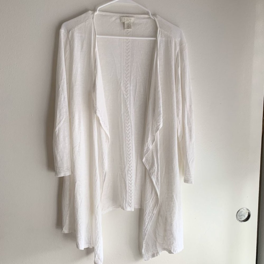 St. Tropez West White Long Shrug Cardigan